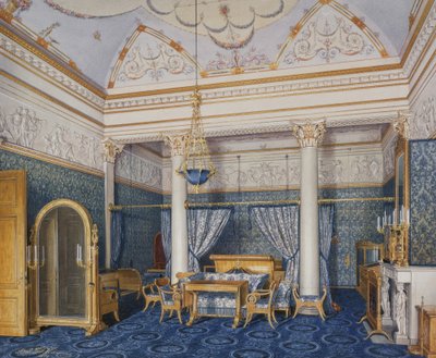 Innenräume des Winterpalastes. Das Schlafzimmer von Kaiserin Alexandra Fjodorowna, 1870 von Eduard Hau