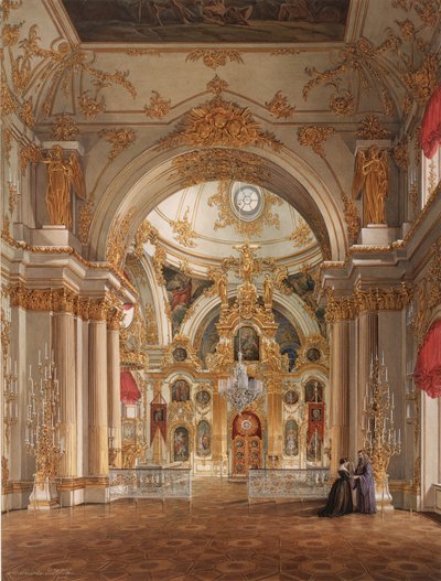 Innenräume des Winterpalastes. Die Kathedrale im Winterpalast, 1860er von Eduard Hau