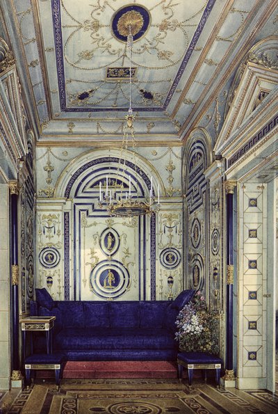 Das Blaue Kabinett im Großen Palast in Zarskoje Selo, vor 1840 von Eduard Hau