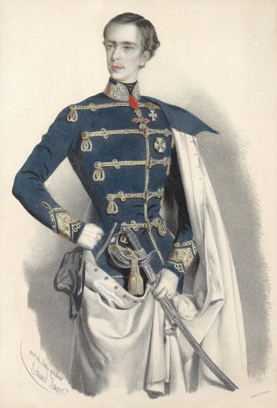 Porträt von Kaiser Franz Joseph I. von Österreich, in ungarischer Uniform, ca. 1850 von Eduard Kaiser