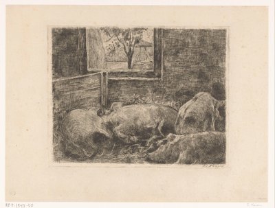 Schweine im Stall von Eduard Karsen (signed by artist)