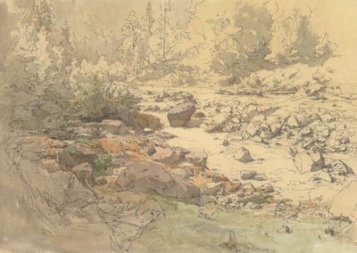 Landschaft mit Felsen in einem Fluss nahe Kronau von Eduard Peithner von Lichtenfels
