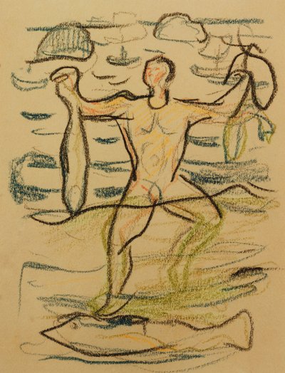 Badende mit Fisch, ca. 1915-20 von Edvard Munch