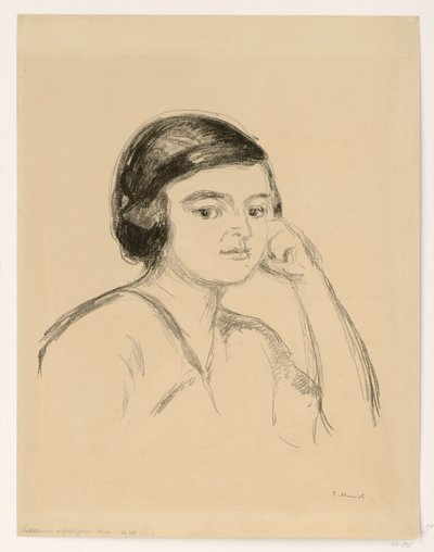 Junge Frau (Junge Frau mit der Hand an der Wange; Mädchen mit aufgestütztem Arm) von Edvard Munch