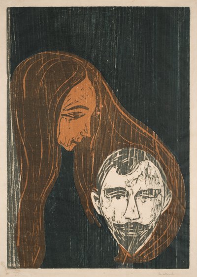 Männerkopf im Frauenhaar von Edvard Munch