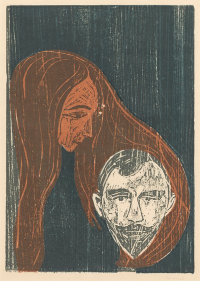 Männerkopf im Frauenhaar von Edvard Munch
