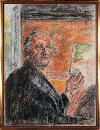 Selbstporträt mit Kreide von Edvard Munch