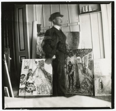 Selbstporträt mit 53 Am Strom in Warnemünde von Edvard Munch