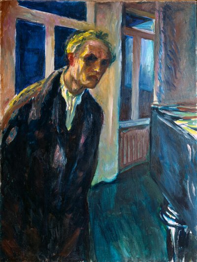 Selbstporträt oder Mann, der nachts geht Gemälde von Edvard Munch (1863-1944) 1923-1924. von Edvard Munch