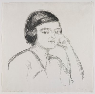 Junge Frau mit Hand an der Wange von Edvard Munch