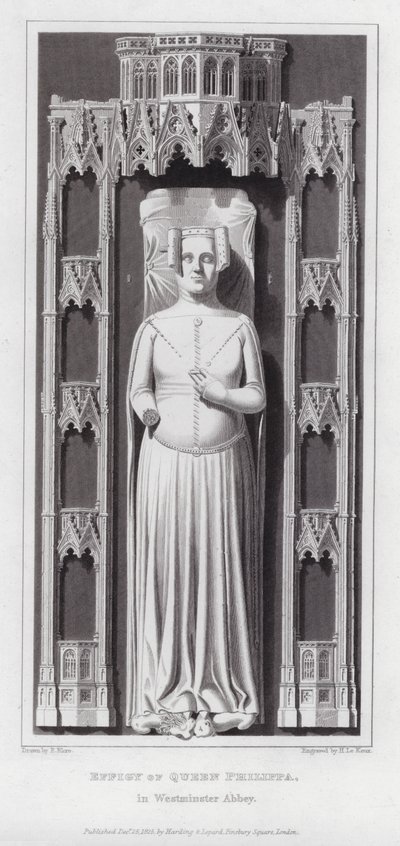 Abbild von Königin Philippa, in der Westminster Abbey (Gravur) von Edward Blore