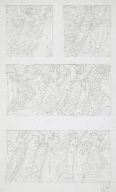 Blattstudien allegorischer Figuren von Edward Burne-Jones