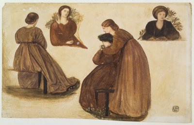 Entwurf für die Dekoration des Roten Hauses, (Studien von Frauen) 1860 von Edward Burne Jones