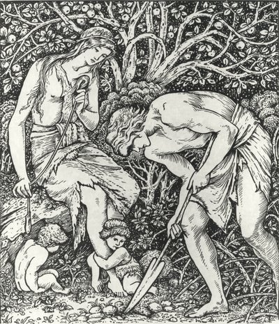 Adam und Eva (Arbeit: Als Adam grub und Eva spann, wer war dann der Herr?) von Edward Coley (after) Burne Jones