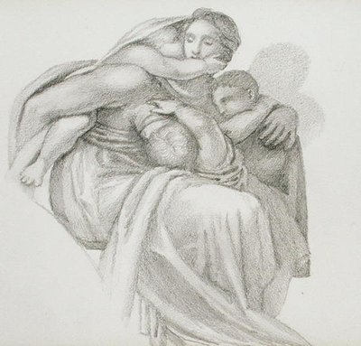 Mutter und drei Kinder von Edward Coley Burne Jones
