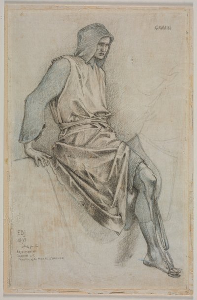 Studie zum Scheitern von Gawain aus den Heiligen Gral Tapisserien von Edward Coley Burne Jones