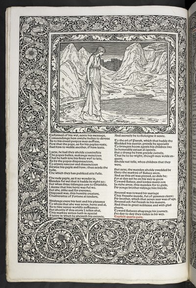 Die Werke von Geoffrey Chaucer, neu gedruckt mit Bildern von Sir Edward Burne-Jones von Edward Coley Burne Jones