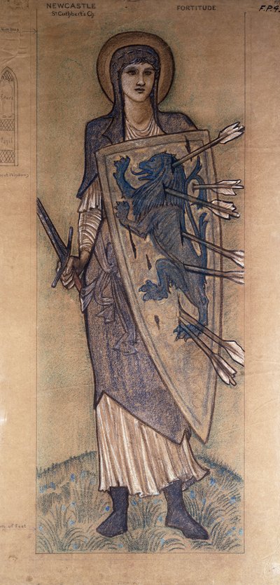 Fortitude: Entwurf für ein Buntglasfenster in der St. Cuthbert Kirche, Newcastle, ca. 1896 von Edward Burne Jones