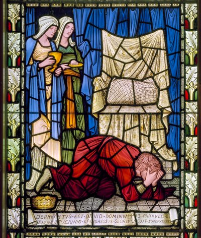 König David weint und betet für das Leben seines kranken Kindes und akzeptiert dann mit Tapferkeit den Tod des Kindes, ca. 1896 von Edward Burne Jones