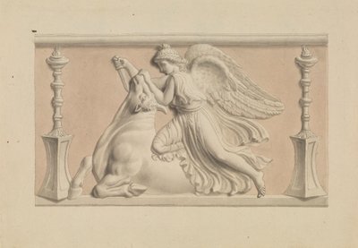 Geflügelte Figur, die einen Stier tötet von Edward Francis Burney