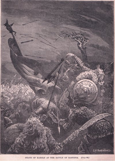 Tod von Harold in der Schlacht von Hastings 1066 n. Chr. von Edward Frederick Brewtnall