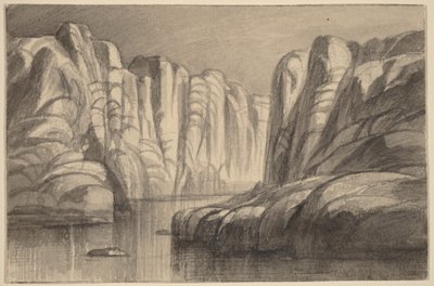 Fluss, der sich durch eine Felsformation windet (Philae, Ägypten) von Edward Lear