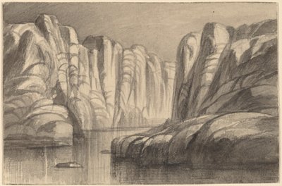 Fluss, der durch eine Felsformation fließt, Philae, Ägypten, 1884-1885 von Edward Lear