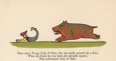 Es war eine junge Dame aus Clare, die von einem Bären wahnsinnig verfolgt wurde von Edward Lear