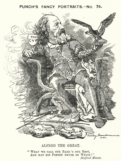 Punch-Karikatur: Alfred, Lord Tennyson, englischer Dichter von Edward Linley (after) Sambourne
