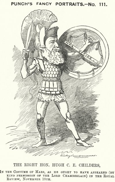 Karikatur von Punch: Hugh Childers, englischer liberaler Politiker (Stich) von Edward Linley (after) Sambourne