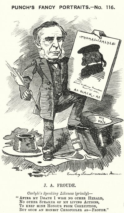 Punch-Karikatur: James Anthony Froude, englischer Historiker, Romanautor und Biograf (Stich) von Edward Linley (after) Sambourne