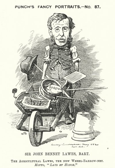 Punch-Karikatur: John Bennet Lawes, englischer Unternehmer und Agrarwissenschaftler (Gravur) von Edward Linley (after) Sambourne