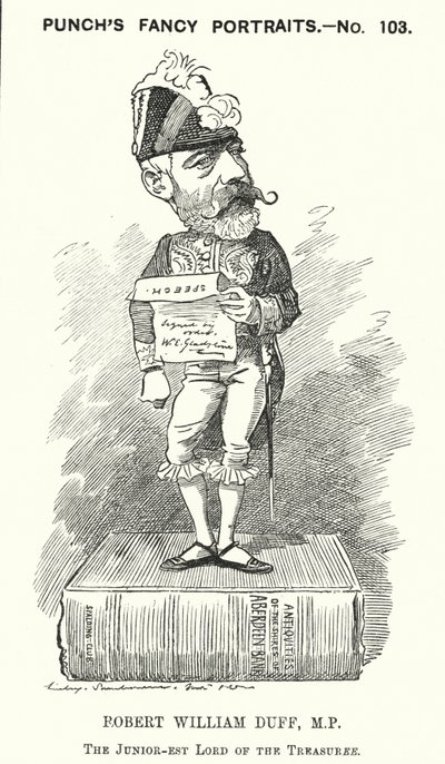 Karikatur: Robert William Duff, schottischer liberaler Politiker (Gravur) von Edward Linley (after) Sambourne