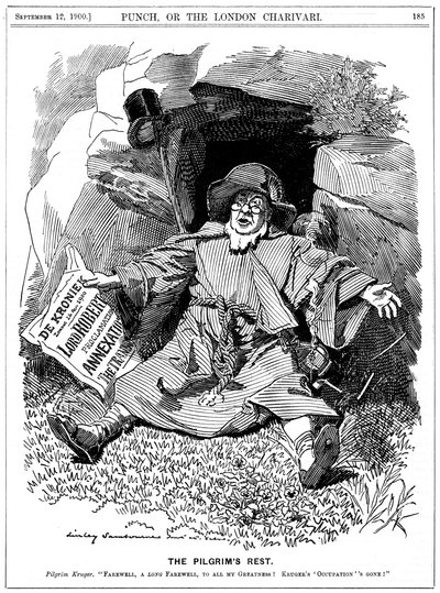 Die Pilger Rast, Karikatur von Paul Kruger, südafrikanischer Politiker, 1900 von Edward Linley Sambourne