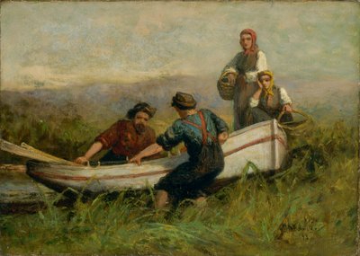 Menschen in der Nähe eines Bootes von Edward Mitchell Bannister
