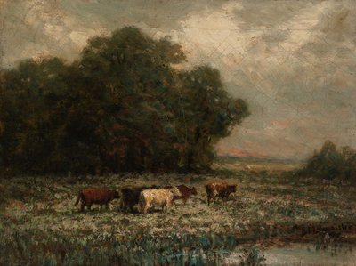 Unbetitelt (Landschaft mit weidenden Rindern) von Edward Mitchell Bannister