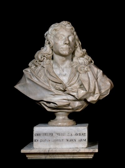 Porträtbüste von Sir Christopher Wren, 17. Jahrhundert von Edward Pierce