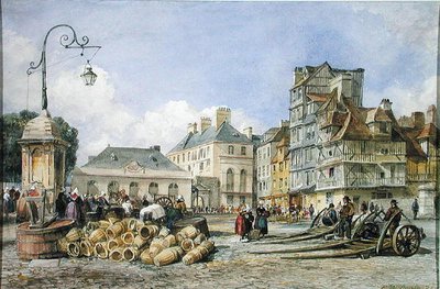 Ein Marktplatz auf dem Kontinent von Edward William Cooke