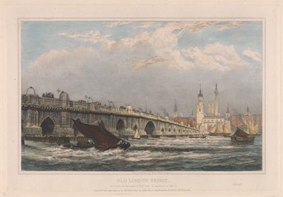 Die alte London Bridge nach der Reparatur von 1700 bis 1831/1832 von Edward William Cooke