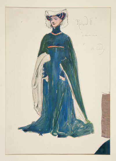 Eine Dame, Kostümskizze für Henry Irving von Edwin Austin Abbey