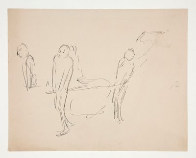 Figurenstudie - zwei Männer tragen eine Trage von Edwin Austin Abbey