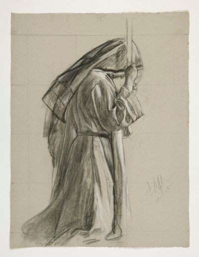 Figurenstudie für die Ritterschlagung von Sir Galahad, aus Die Suche nach dem Heiligen Gral (eine Serie von fünfzehn Gemälden für die Boston Public Library, abgeschlossen 1901) von Edwin Austin Abbey