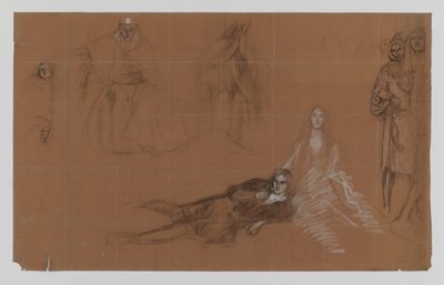 Hamlet - Cartoons für das Gemälde. Akt II, Szene 2 von Edwin Austin Abbey