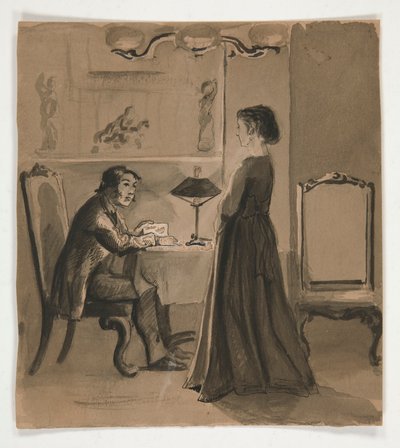 Mann und Frau in einem Innenraum von Edwin Austin Abbey
