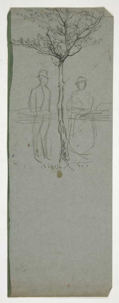 Mann und Frau unter einem Baum - (unidentifizierte Illustration) von Edwin Austin Abbey