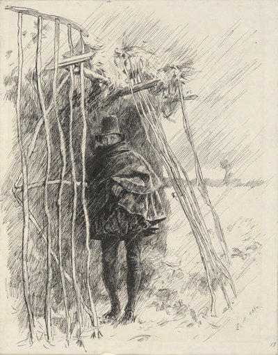 Mann im Regen, Studie für Illustration von Edwin Austin Abbey