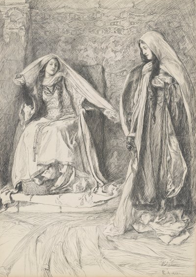 Rebecca und Rowena, Illustration für Ivanhoe von Edwin Austin Abbey