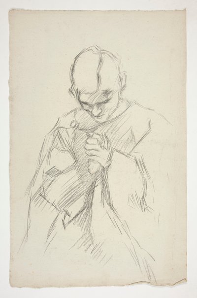 Gekleidete Figur, betend: Studie für die Wandgemälde-Serie Die Suche nach dem Heiligen Gral in der Boston Public Library von Edwin Austin Abbey