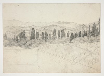 Römische(?) Landschaft vom Balkon aus gesehen (recto); Seelandschaft (verso) von Edwin Austin Abbey