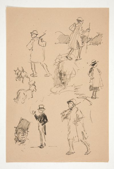 Blatt mit Skizzen von Landfiguren von Edwin Austin Abbey